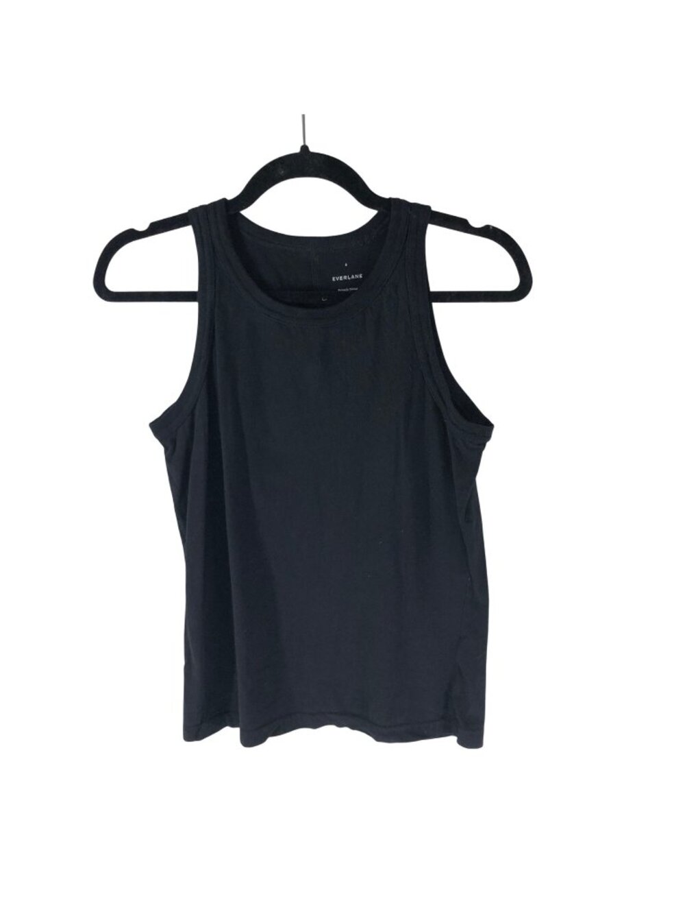 Everlane Organic Cotton Essential Ribbed Tank Top Scoop Neck Black Cami S